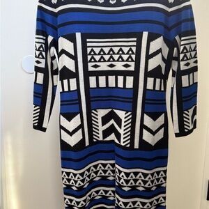 Chic Tribal Patterned Long Sleeve Dress